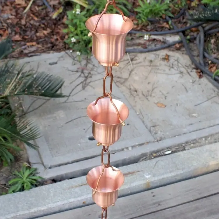 Custom Rain Chain Tembaga untuk Talang Air dan Dekorasi Eksterior