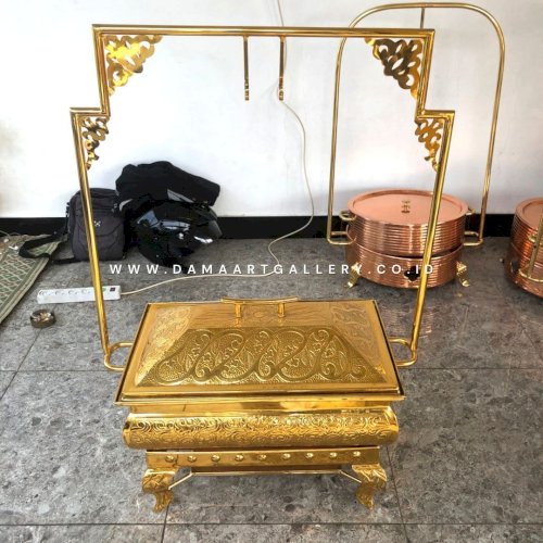 Roll Top Chafing Dish Kuningan Persegi Panjang